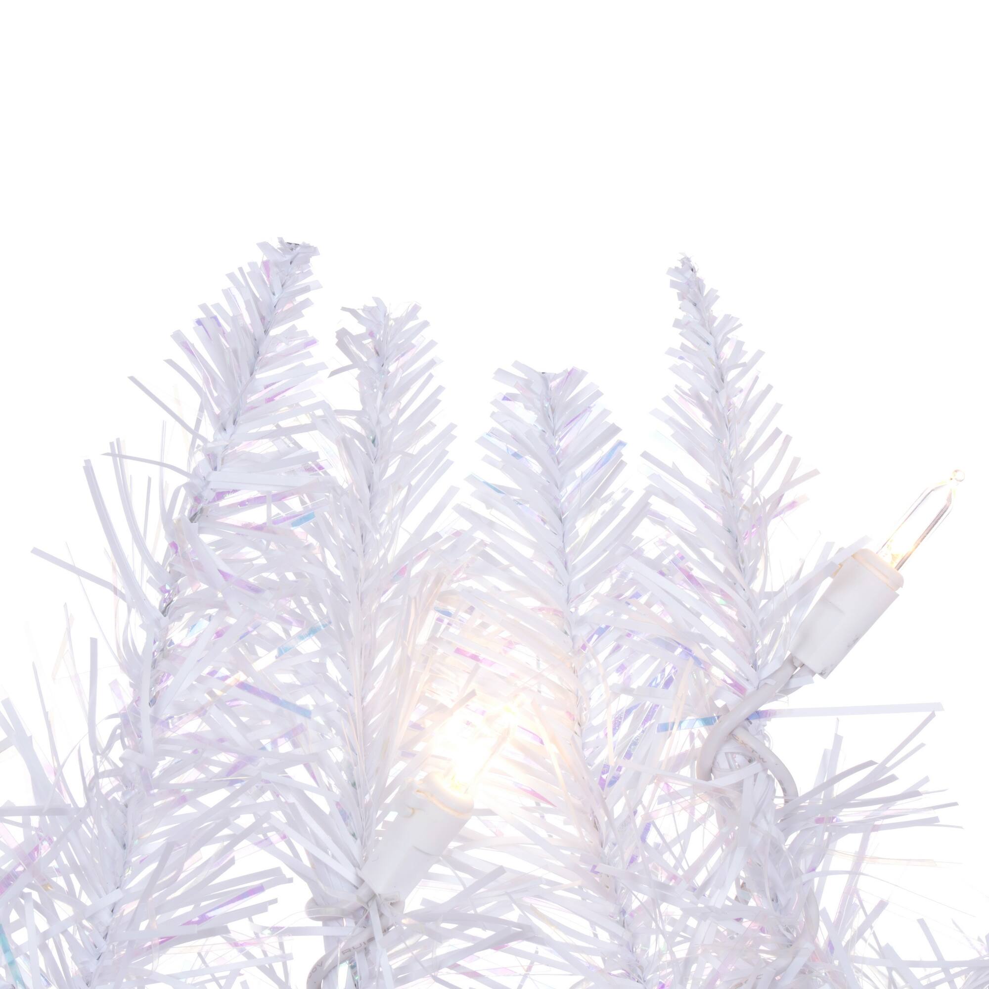 24" Pre-Lit Sparkle White Spruce Artificial Christmas Wreath, Warm White LED Lights